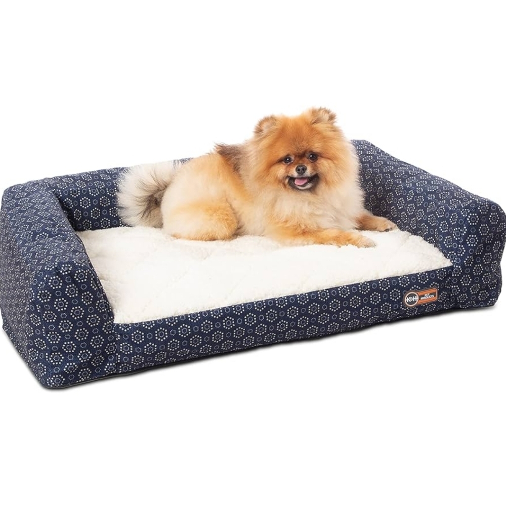 K&H Pet Products Air Sofa Bed Navy/Geo Flower Small 18 X 24 Blue & White Dog Bed